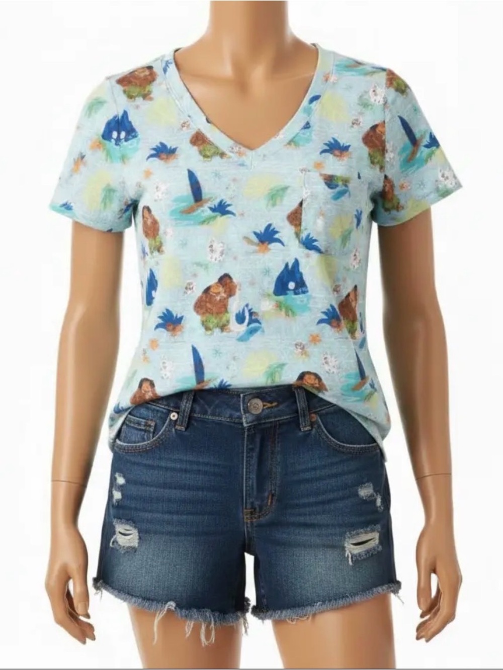 Posh Peanut 🏄♂️sz L 8/10/12 MAUI TROPICAL! Tropical Print V-Neck Tee RARE MOANA